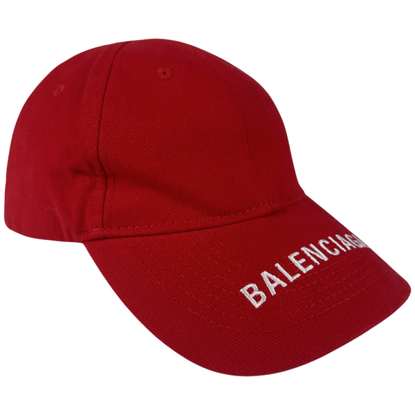 Balenciaga Logo-Print Cap Grey/Red