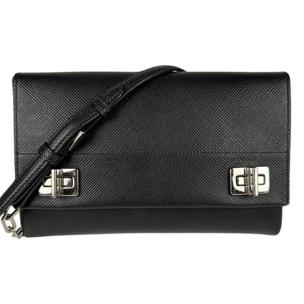 PRADA Turnlock Chain Flap Bag Saffiano Leather Mini