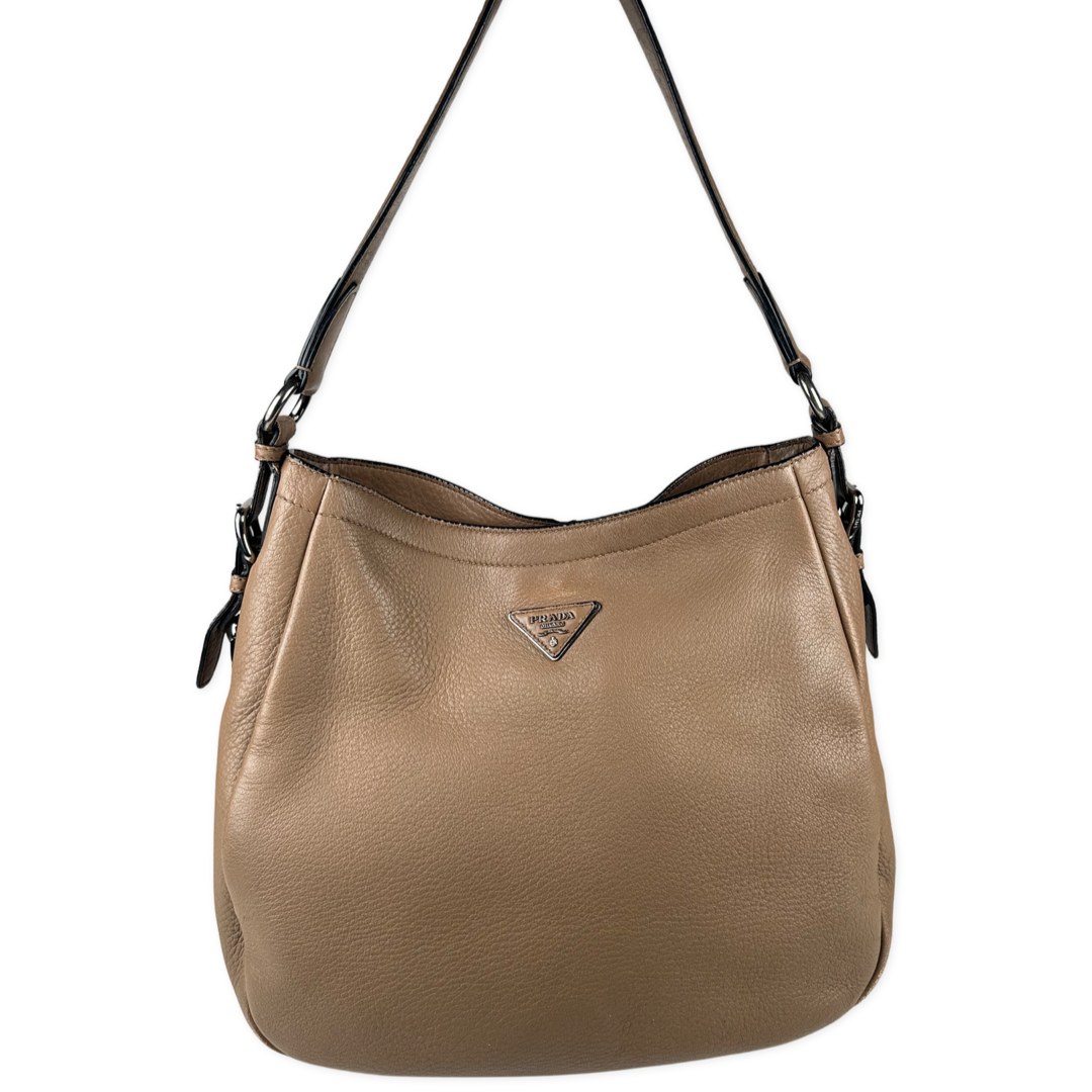 Prada Handbag in Brown Grained Leather