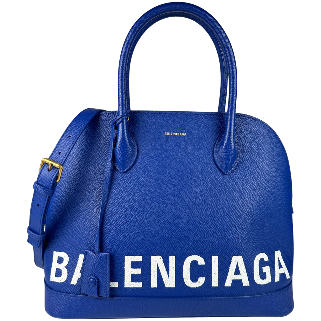 Balenciaga Logo Ville Bag Leather Small Blue