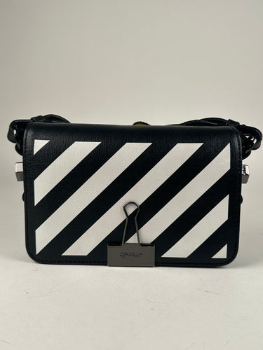 OFF-WHITE: Off White Diag bag in saffiano leather with diagonal print -  Black