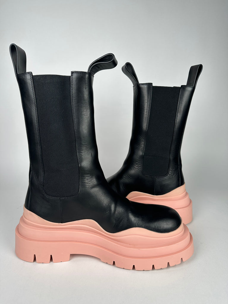 Bottega Veneta® Women's Tire Ankle Chelsea Boot in Black / Grass. Shop  online now.