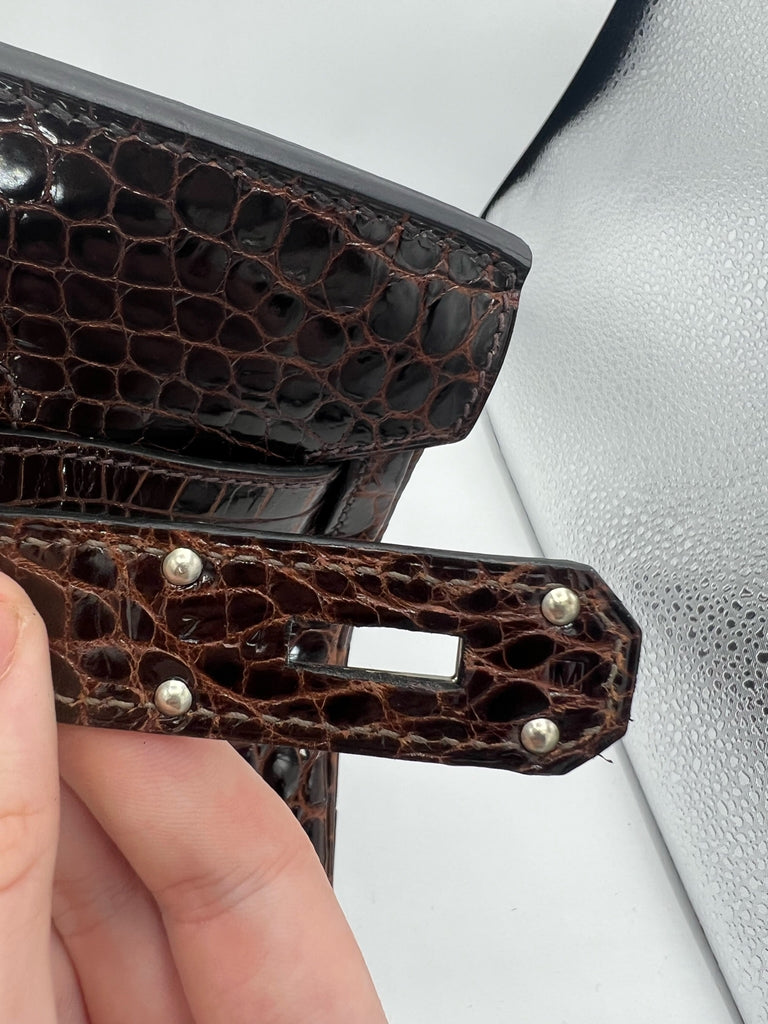 Hermes Birkin bag 30 Graphite Porosus crocodile skin Silver hardware